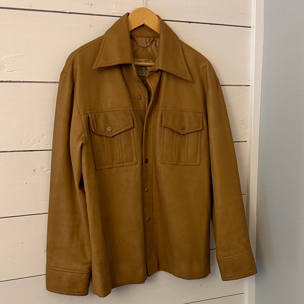 Vintage Pacific Trail Sportswear faux leather button down shirt jacket